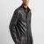 Men's black lambskin leather coat 2 envelope pocket & snap  button detail