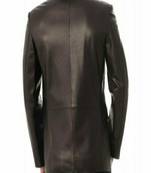 Men's dark brown lambskin leather jacket 2 flap pocket  & button detail