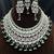 emerald green bridal jewellery set choker dangle earrings maang tikka