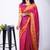 pink zari woven stripes printed cotton silk,silk blend saree with unstitched blouse piece