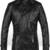 Men's black lambskin leather coat 2 envelope pocket & button detail