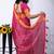 pink zari woven stripes printed cotton silk,silk blend saree with unstitched blouse piece