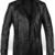 Men's black lambskin leather coat 2 envelope pocket & button detail