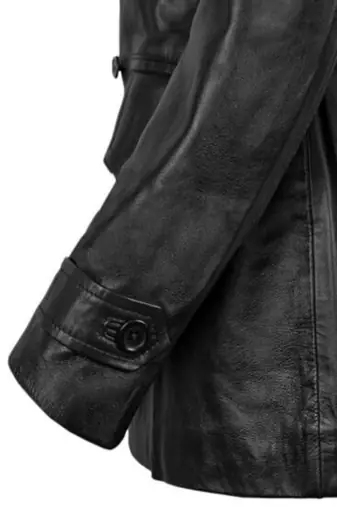 Men's black lambskin leather coat 2 envelope pocket & button detail