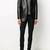 Men's black crocodile lambskin leather blazer single-breasted  & jetted chest pocket  detail