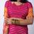 pink zari woven stripes printed cotton silk,silk blend saree with unstitched blouse piece