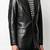Men's black crocodile lambskin leather blazer single-breasted  & jetted chest pocket  detail