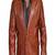 Men's brown lambskin leather blazer coat look 2 flap pocket & button detail