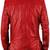 Men's red lambskin leather coat blazer 2 flap pocket & button detail