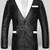 Men's black & white lambskin leather coat blazer 2 flap pocket & button detail