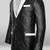 Men's black & white lambskin leather coat blazer 2 flap pocket & button detail