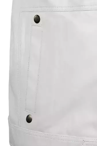 Men's white lambskin leather jacket muiltiple zipper & café racer collar  detail