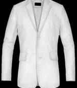 Men's white  lambskin leather blazer coat 2 flap pocket  & button detail