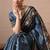 blue zari woven stripes printed cotton silk,silk blend saree with unstitched blouse piece