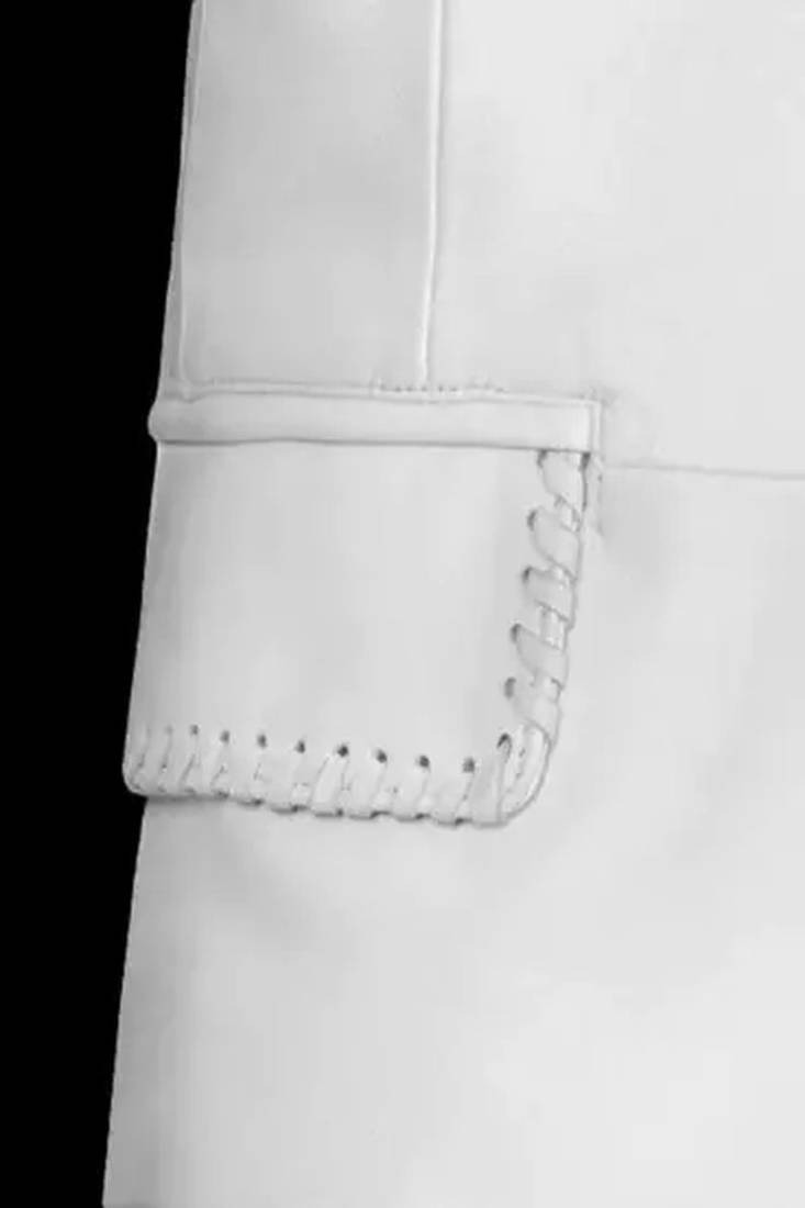 Men's white  lambskin leather blazer coat 2 flap pocket  & button detail