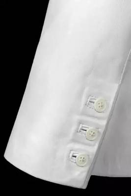 Men's white  lambskin leather blazer coat 2 flap pocket  & button detail 5