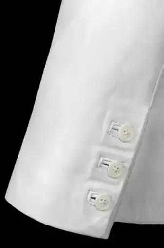 Men's white  lambskin leather blazer coat 2 flap pocket  & button detail