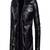 Men's shine  black lambskin leather coat 2 envelope zipper pocket & snap button detail