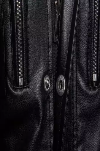 Men's shine  black lambskin leather coat 2 envelope zipper pocket & snap button detail