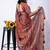 maroon zari woven stripes printed cotton silk,silk blend saree with unstitched blouse piece