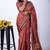 maroon zari woven stripes printed cotton silk,silk blend saree with unstitched blouse piece