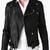Men's black lambskin leather jacket multiple zipper & waist belt style