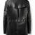Men's black  lambskin leather long tranch coat & notched lapel collar & sleeve straps detail