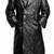 Men's black  lambskin leather long tranch coat & notched lapel collar & button  detail
