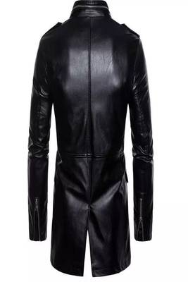 Men's  black lambskin leather coat 4 envelope pocket & snap button style 3