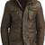 Men's  brown lambskin leather coat 4 envelope pocket & snap button style