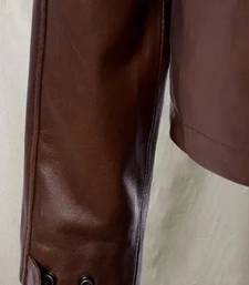 Men's  brown lambskin leather coat 4 envelope pocket & snap button style