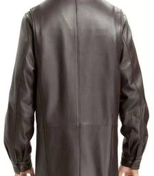 Men's brown lambskin leather blazer coat 2 flap pocket & zipper style