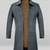 Men's charcoal grey lambskin leather coat- silver rivets studs button detailing
