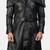 Men's black  lambskin leather coat- shoulder cape & waist belt style