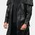 Men's black  lambskin leather coat- shoulder cape & waist belt style