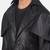 Men's black  lambskin leather coat- shoulder cape & waist belt style