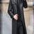 Men's black lambskin leather coat-2 envelope pocket button & lapel strap style