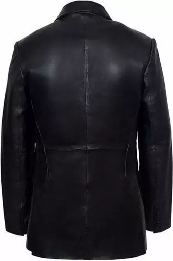 Men's black lambskin leather coat blazer -2 flap pocket button & button style