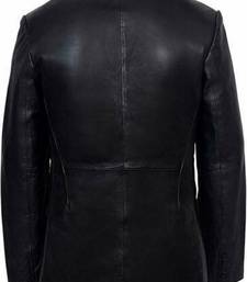 Men's black lambskin leather coat blazer -2 flap pocket button & button style