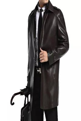 Men's black lambskin leather coat -2 pocket button style 1