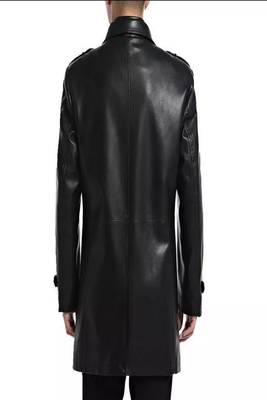 Men's black lambskin leather coat -2 pocket button style 2