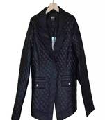 Men's black lambskin leather coat -2 pocket button  quilted blazer style