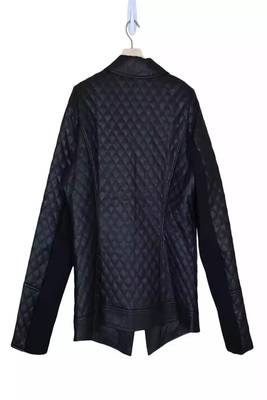 Men's black lambskin leather coat -2 pocket button  quilted blazer style 2