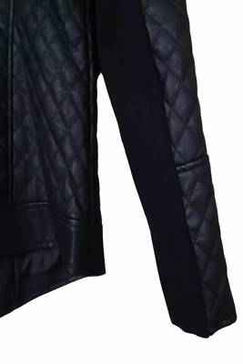 Men's black lambskin leather coat -2 pocket button  quilted blazer style 4