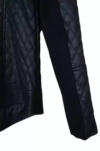 Men's black lambskin leather coat -2 pocket button  quilted blazer style