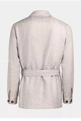 Men's off white  lambskin leather coat - 4 envelope pocket & button style 3
