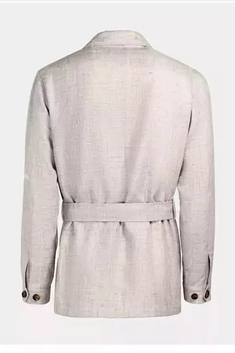Men's off white  lambskin leather coat - 4 envelope pocket & button style