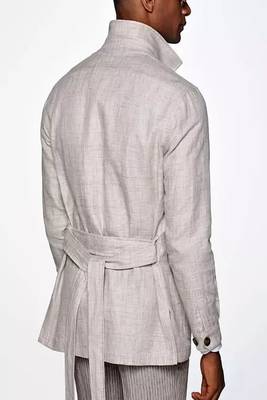 Men's off white  lambskin leather coat - 4 envelope pocket & button style 4