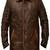 Men's brown rubbed off lambskin leather coat -2 pocket & button style