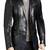 Men's black genuine leather coat blazer-2 flap pocket & button style